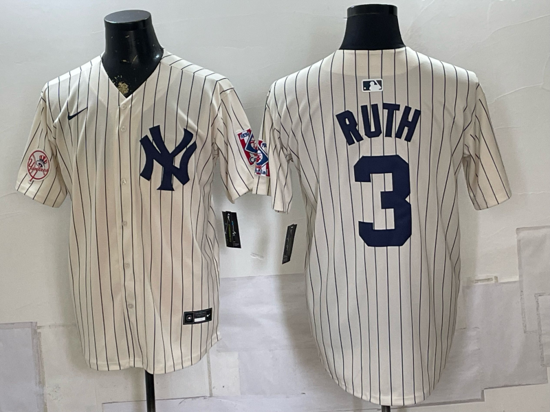 Men 2026 New York Yankees #3 Ruth white Nike MLB Jersey 0809001->new york yankees->MLB Jersey